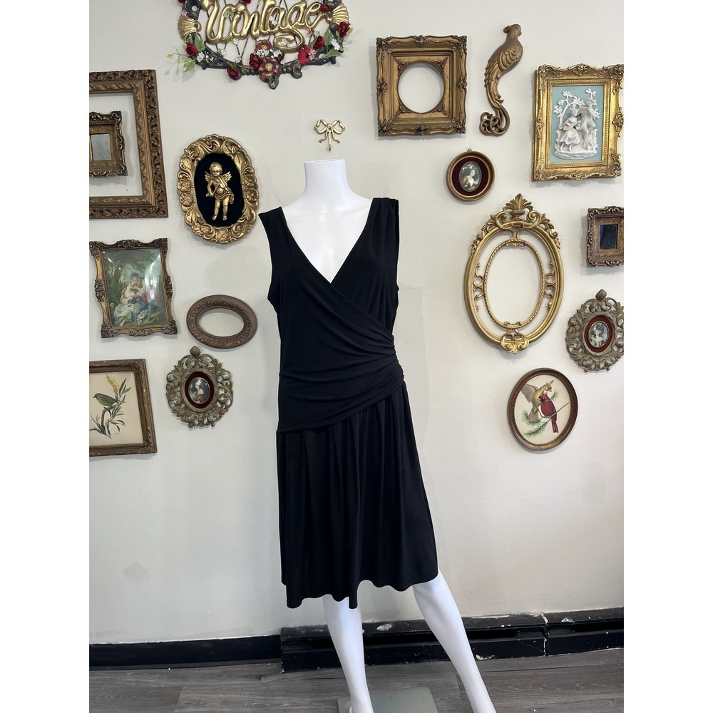 Essentials by A.B.S. Women's 10 Black Ruched Sleeveless Cocktail Dress